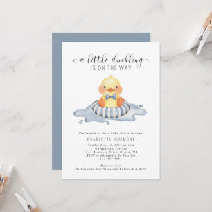 Invitation Petit Canard Sur Le Chemin Baby shower Bleu