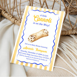 Invitation Petit Cannoli Baby Shower Jaune Bleu Italien