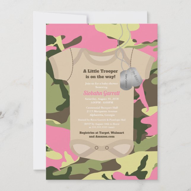 Invitation Petit cavalier Armée Militaire Girl Baby shower Ca (Devant)