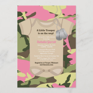 Invitation Petit cavalier Armée Militaire Girl Baby shower Ca