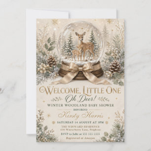 Invitation Petit Cerf d'Hiver en Bois Baby Shower