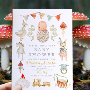 Invitation Petit champignon Baby shower Woodland