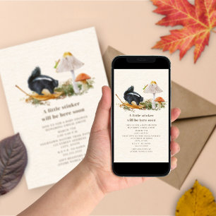 Invitation Petit Champignon puant Bois Baby shower de la peau