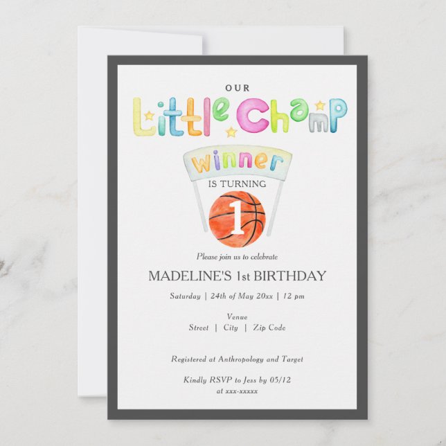 Invitation Petit Champion De Basket-Ball N'Importe Quel Âge A (Devant)