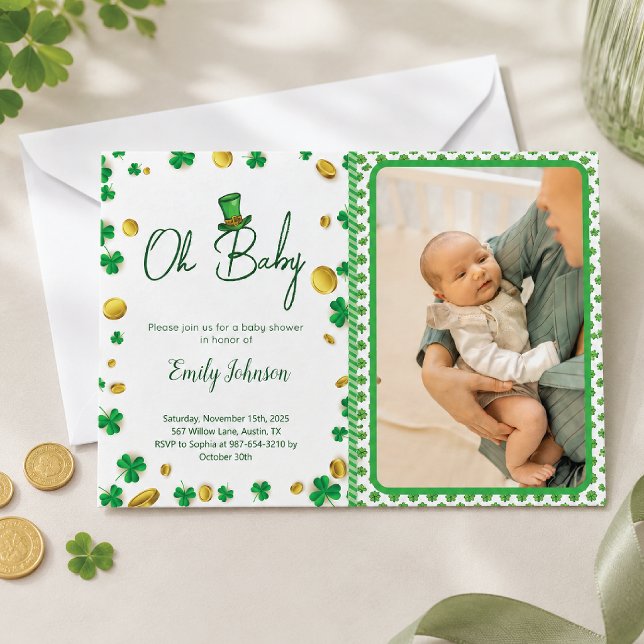 Invitation Petit Chanceux – Baby Shower de la Saint-Patrick (Créateur téléchargé)