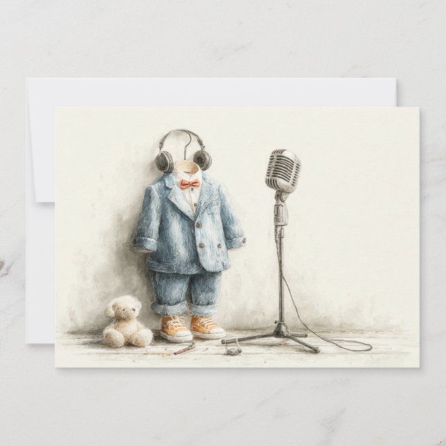 Invitation Petit chanteur 1ère fête d'anniversaire (Devant)
