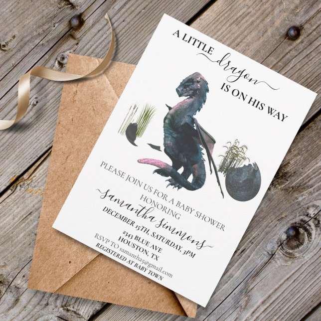 Invitation Petit chapeau de dragon a éclos Bébé Fête Fantasti (Créateur téléchargé)