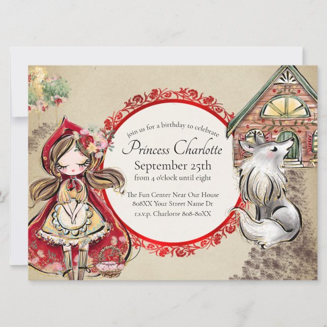 Invitation Petit Chaperon Rouge Livre de Contes de Fées (Devant)