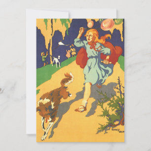 Invitation Petit Chaperon Rouge Vintage, Chien et Ballons