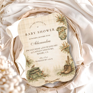 Invitation Petit chasseur souvenir de la forêt Baby Shower