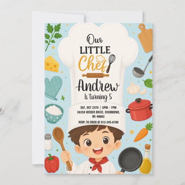 Invitation Petit Chef Anniversaire Personnalisé (Devant)