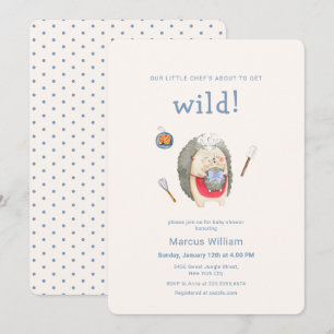 Invitation Petit Chef Sauvage Fête de Naissance Hérisson Bois