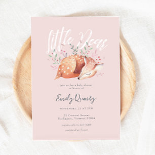 Invitation Petit Cher Baby shower de bois rose