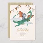 Invitation Petit chevalier avec Dragon Premier anniversaire<br><div class="desc">Petit chevalier avec Dragon First Birthday Invitation</div>