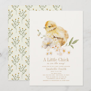 Invitation Petit Chick Aquarelle Floral Girl Baby shower