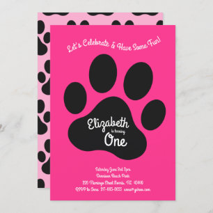 Invitation Petit Chien Empreinte de patte Enfants 1er anniver