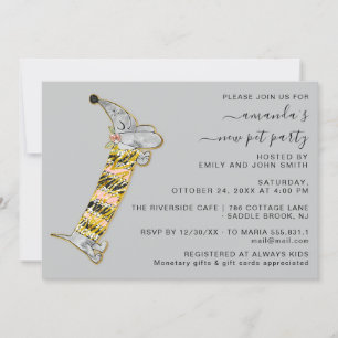 Invitation Petit chien sucré Nouveau Pet Party Maison Gray