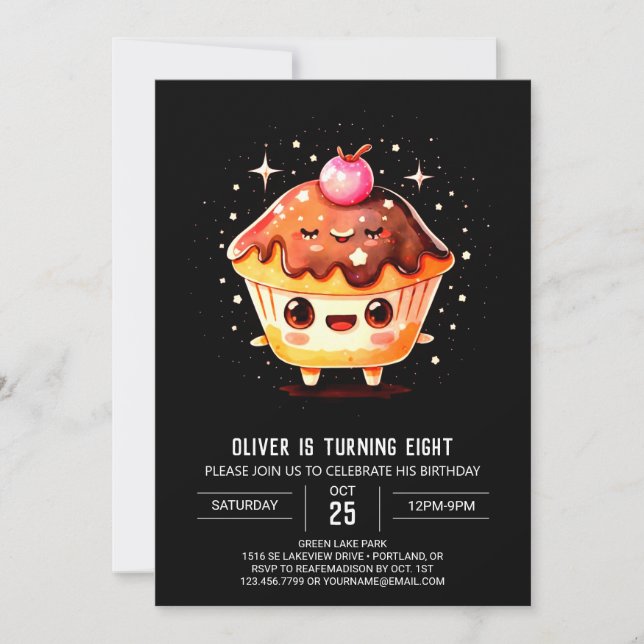 Invitation Petit Chocolat Délice Muffin Anniversaire (Devant)