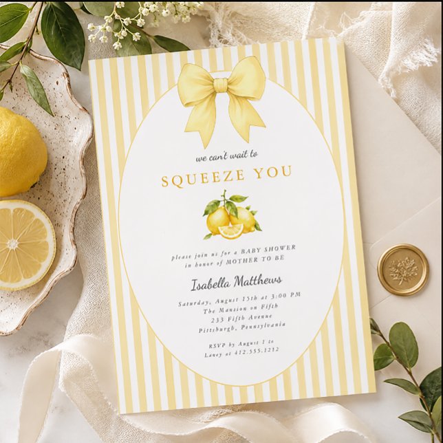 Invitation Petit Citron a hâte de vous presser Shower pour bé (Lemon Can't Wait to Squeeze You Baby Shower Invitation)