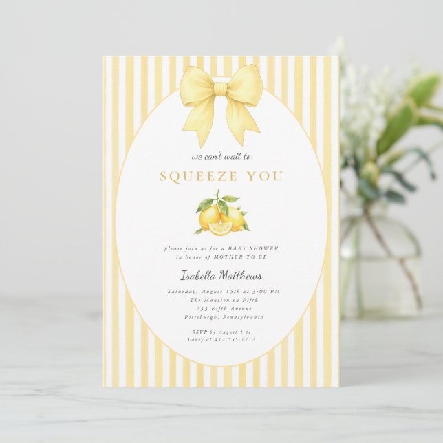 Invitation Petit Citron a hâte de vous presser Shower pour bé (Debout devant)