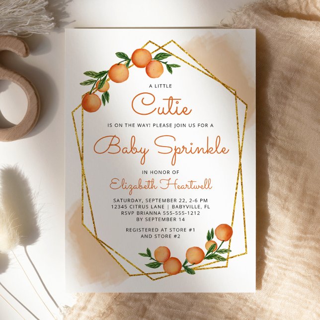 Invitation Petit Citron Mignon Bébé Sprinkle Orange (Créateur téléchargé)