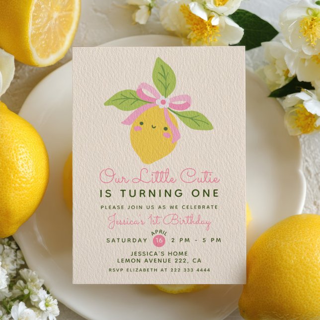 Invitation Petit Citron Mignon Fruit Citrique Cute 1er Annive (Créateur téléchargé)