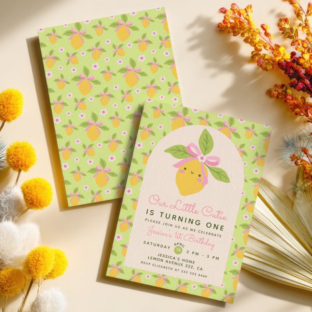 Invitation Petit Citron Mignon Fruit Menthe Verte 1er Anniver (Créateur téléchargé)