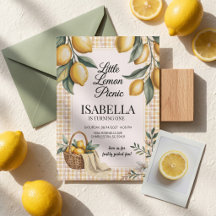 Petit Citron Pique-nique Gingham Fête d'anniversai