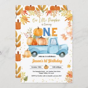 Invitation Petit Citrouille 1er anniversaire de fête Boy Blue