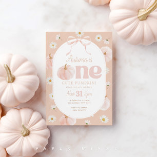 Invitation Petit Citrouille 1er anniversaire marguerites Peac