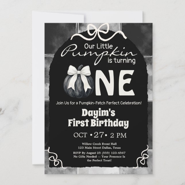 Invitation Petit Citrouille Anniversaire Premier Automne (Devant)