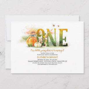 Invitation Petit Citrouille Automne 1er Anniversaire Fête Inv