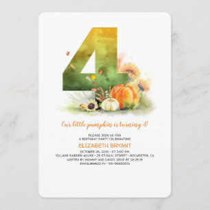 Invitation Petit Citrouille Automne 4e anniversaire Invitatio
