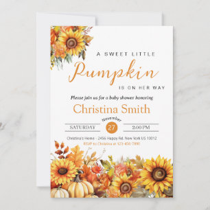 Invitation Petit Citrouille Automne Baby shower de tournesol