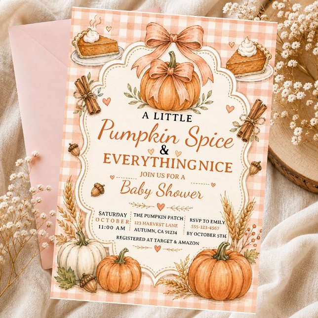 Invitation Petit Citrouille Automne Bâtons Cinnamon Tarte bow (Créateur téléchargé)