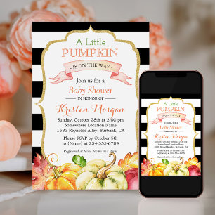 Invitation Petit Citrouille Automne Élégant Shower de Bébé d'