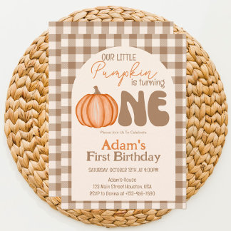 Invitation Petit Citrouille Automne Premier Anniversaire 