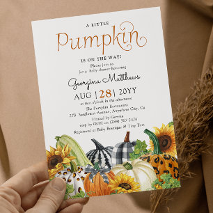 Invitation Petit Citrouille Automne tendance Baby shower neut