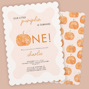 Invitation Petit Citrouille Automne Tombe Première Fête 1er A