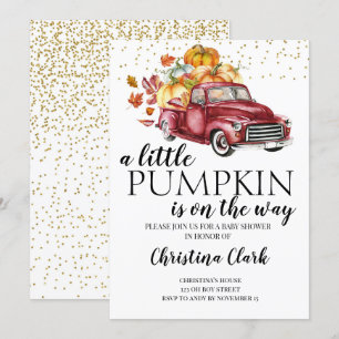 Invitation Petit Citrouille Autumn Cute Red Truck Baby shower