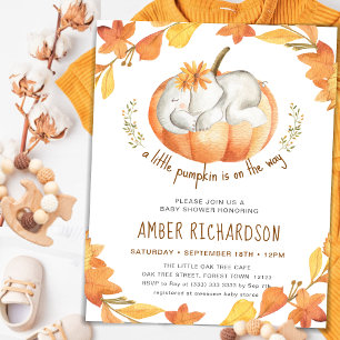Invitation Petit Citrouille Autumn Elephant Girl Baby shower
