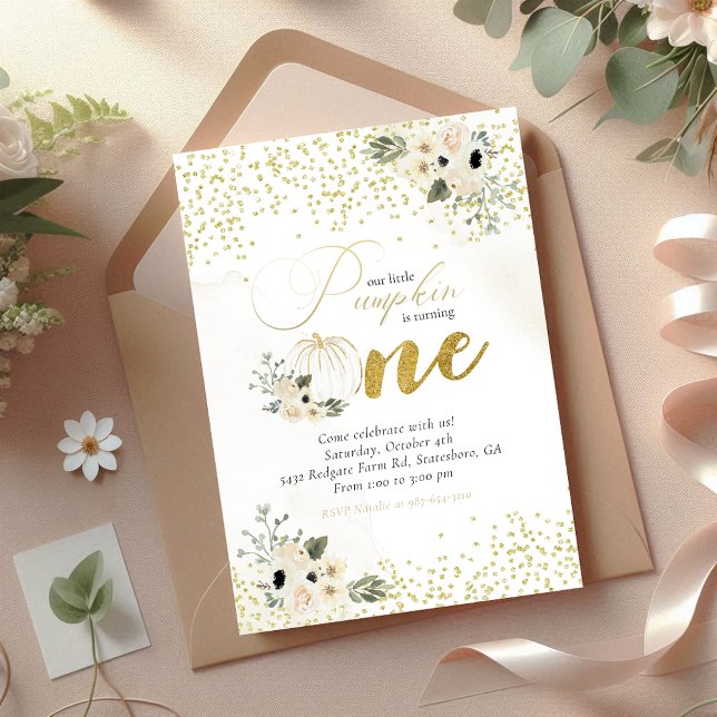 Invitation Petit Citrouille Baby Girl Premier anniversaire (Créateur téléchargé)