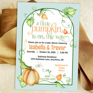 Invitation Petit Citrouille Baby shower d'automne Neutre homm