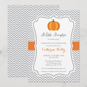 Invitation Petit Citrouille Baby shower d'automne, orange neu