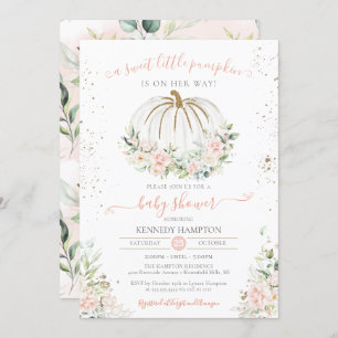 Invitation Petit Citrouille, Baby shower d'automne rose