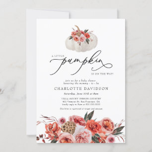 Invitation Petit Citrouille Blush Fall Floral Girl Baby showe