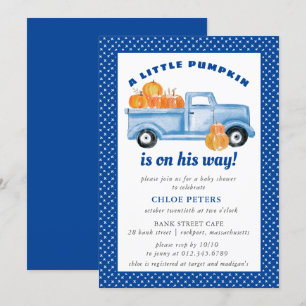 Invitation Petit Citrouille Boy Blue Truck Baby shower d'auto