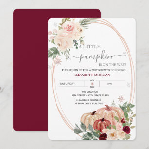 Invitation Petit Citrouille Cadre Fleurs Baby Shower
