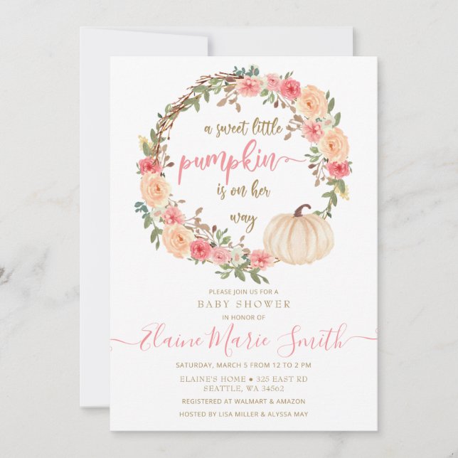 Invitation petit citrouille en baby shower d'automne (Devant)