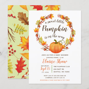 Invitation petit citrouille en baby shower d'automne